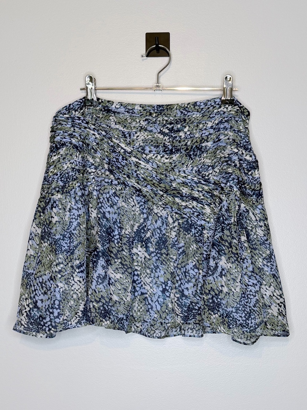 NEW Ramy Brook 100% Silk Shari Abstract Printed Ruched Mini Skirt Womenβs Size 6 - Picture 3 of 8